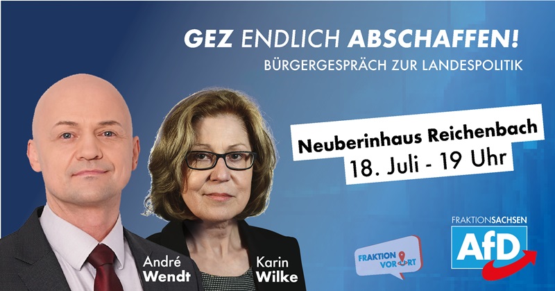 Karin Wilke und André Wendt laden am 18.07.2019 in das Neuberinhaus Reichenbach im Vogtland ein